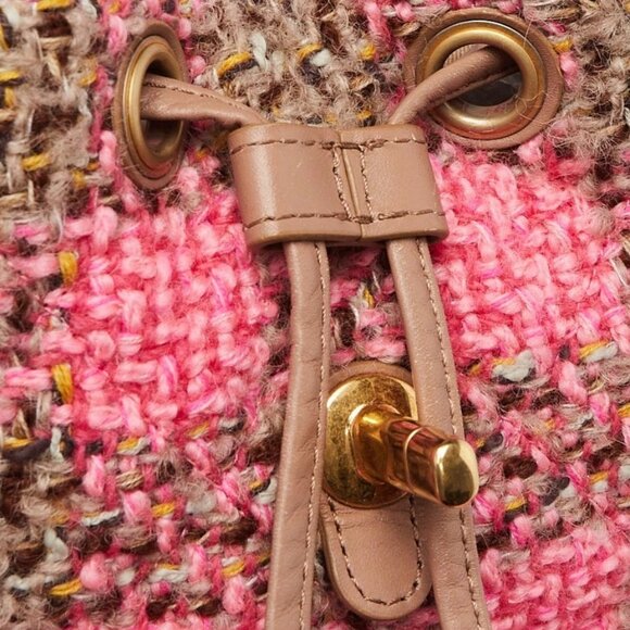 Chanel Pink/Brown Tweed Elegant Chain Backpack Bag - Picture 6 of 12